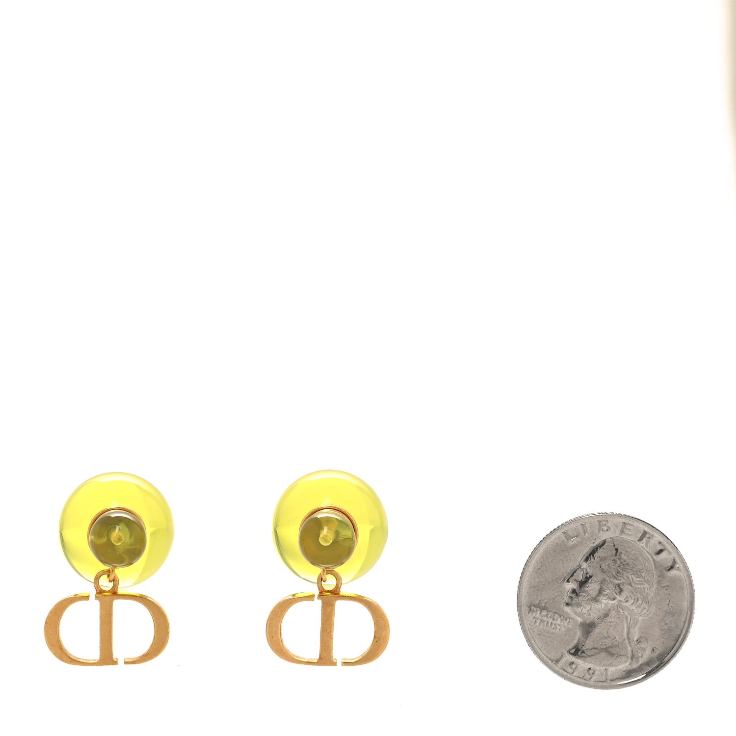 Christian Dior Metal Resin CD Tribales Earrings Translucent Green 2 of 5