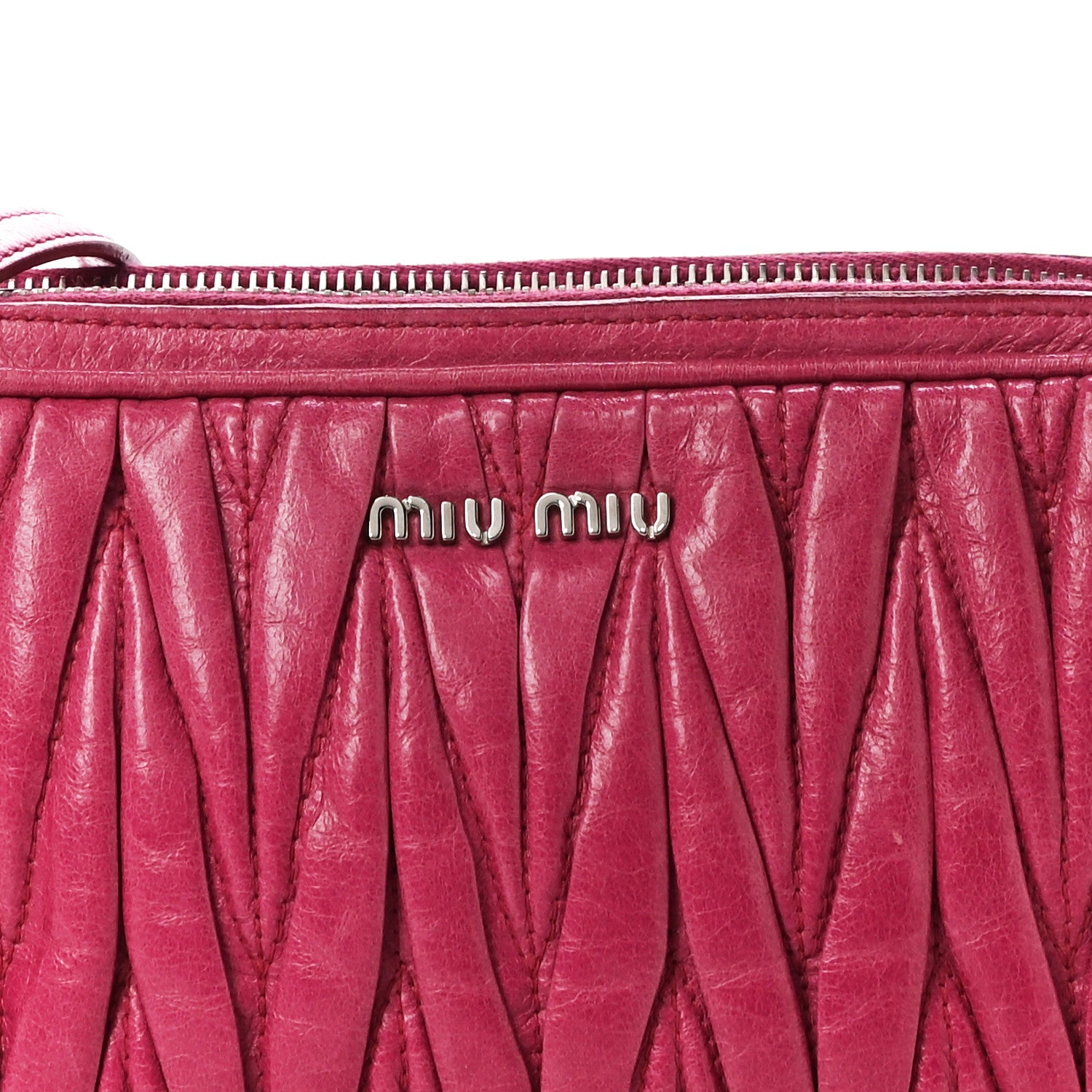 Miu Miu Vitello Lux Matelasse Double Zip Shoulder Bag Peonia 9 of 14