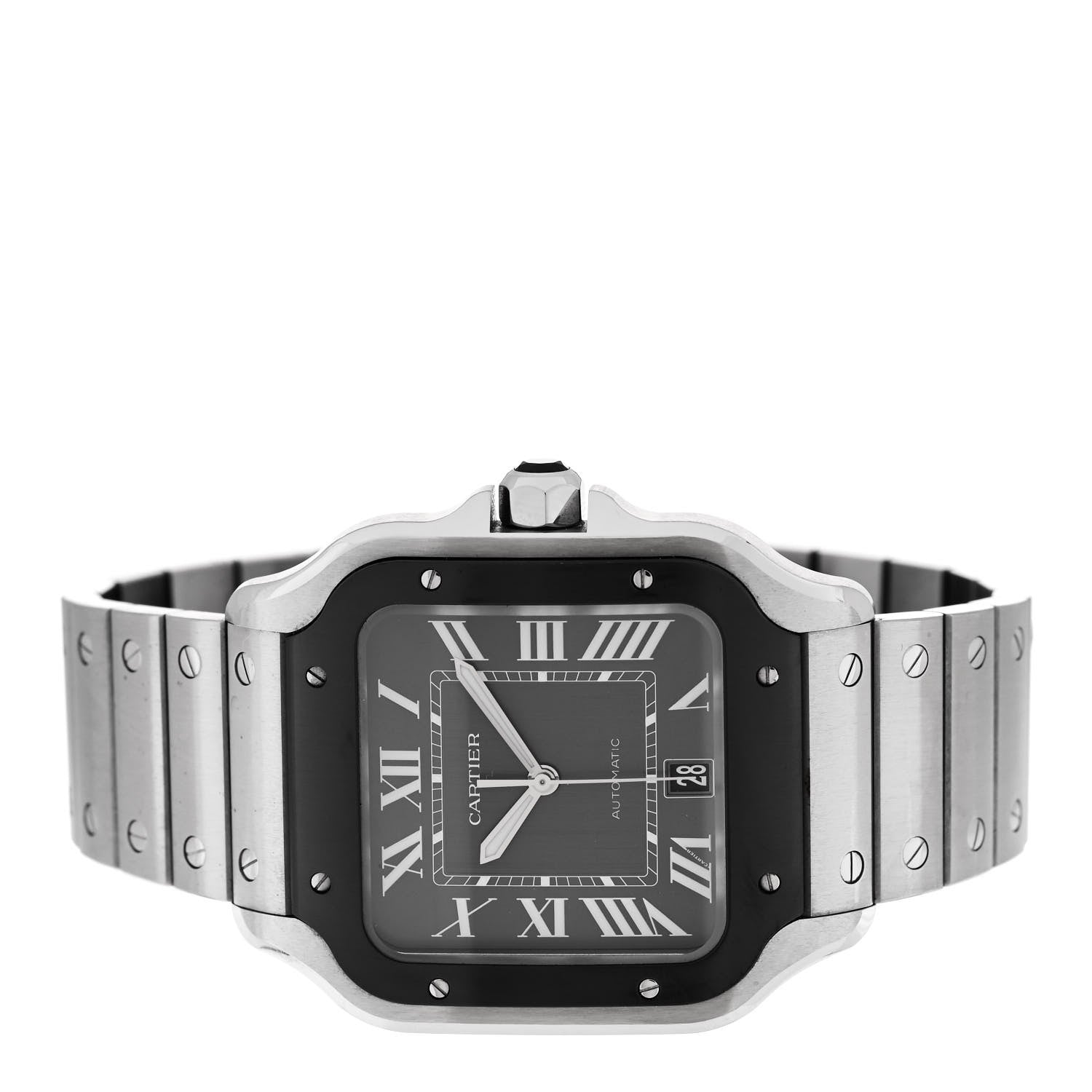 Cartier Stainless Steel 39.8mm Santos De Cartier Automatic Watch Black 2 of 5