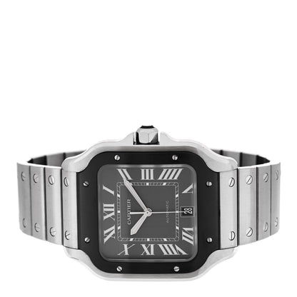 Cartier Stainless Steel 39.8mm Santos De Cartier Automatic Watch Black 2 of 5