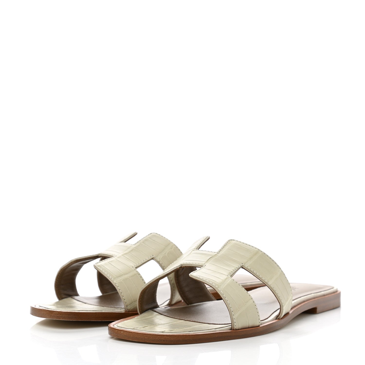 Hermes Shiny Alligator Oran Sandals 39 Beton 3 of 9