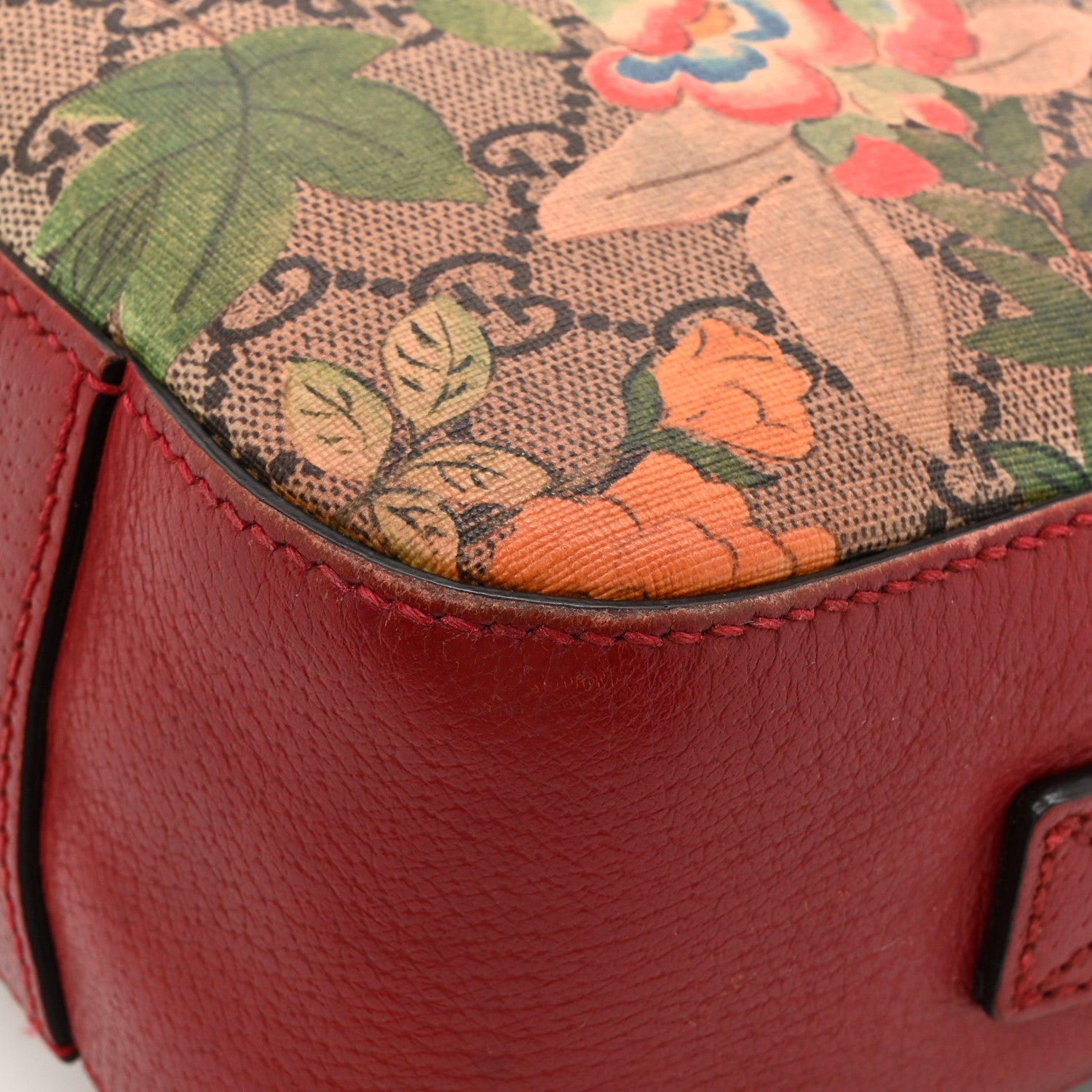 Gucci GG Supreme Monogram Tian Web Camera Bag Beige Multicolor Red 18 of 19