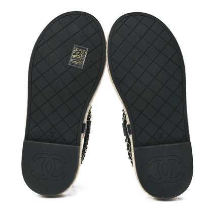 Chanel Lambskin Chain CC Thong Espadrille Sandals 39 Black 5 of 8