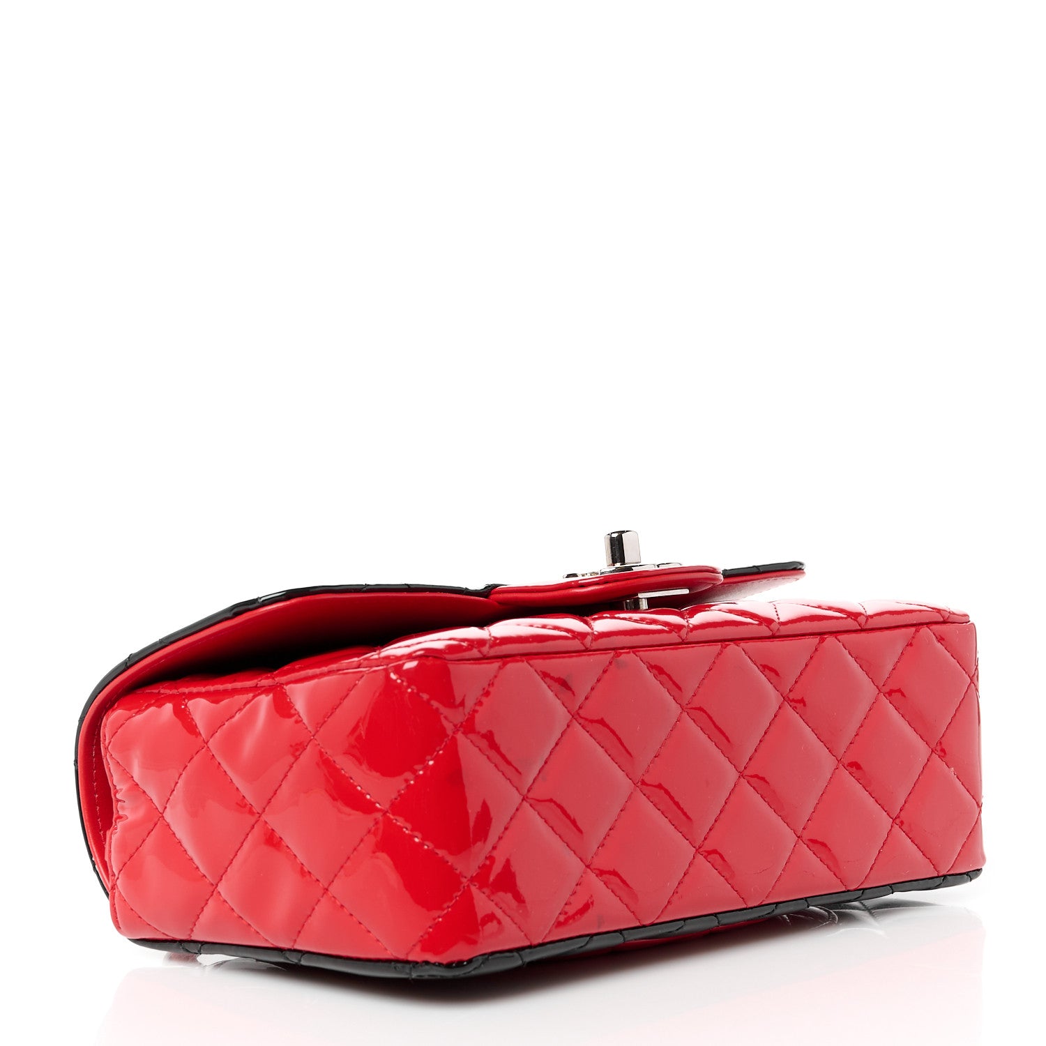Chanel Patent Calfskin Quilted Bi-Color Mini Rectangular Flap Red Black 4 of 11