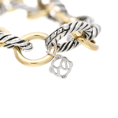 David Yurman Sterling Silver 18K Yellow Gold 12mm Large Oval Link Bracelet 3 of 3