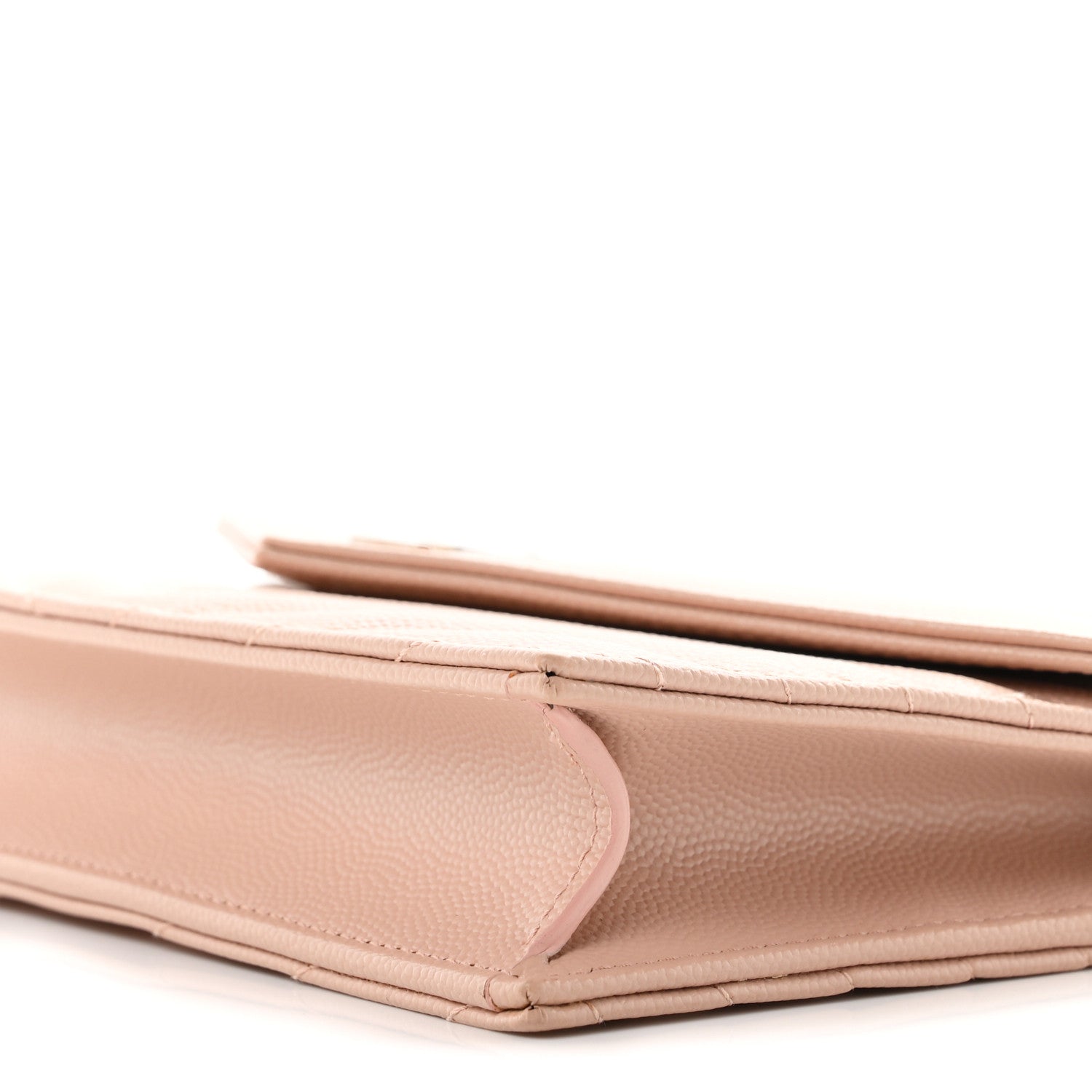 Saint Laurent Grain De Poudre Matelasse Chevron Monogram Envelope Chain Wallet Pale Pink 10 of 11