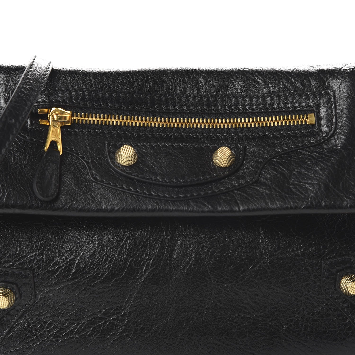 Balenciaga Agneau Giant 12 Gold Hardware Envelope Strap Clutch Black 10 of 10