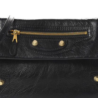 Balenciaga Agneau Giant 12 Gold Hardware Envelope Strap Clutch Black 10 of 10