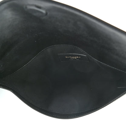 Saint Laurent Smooth Shiny Calfskin Monogram Uptown Pouch Black 9 of 14