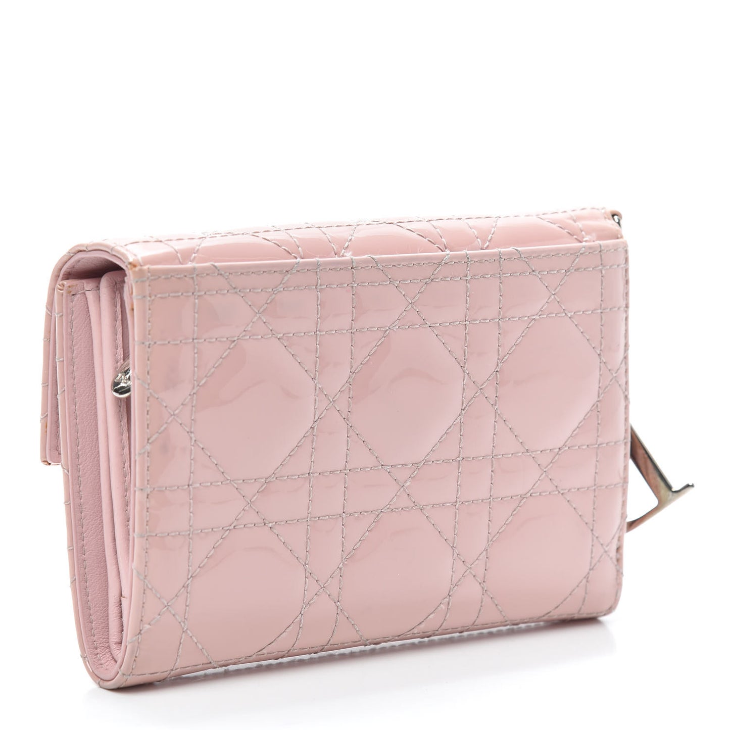 Patent Cannage Lady Dior Explorateur Wallet Pink