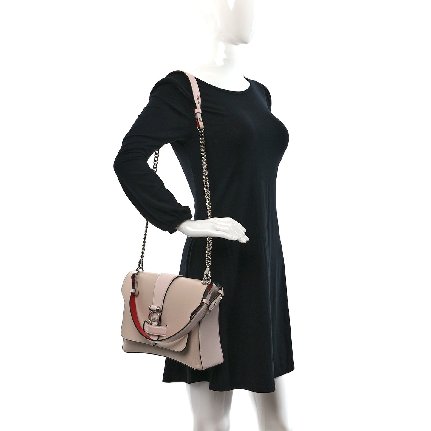 Pebbled Calfskin Medium Rubylou Shoulder Bag Nude