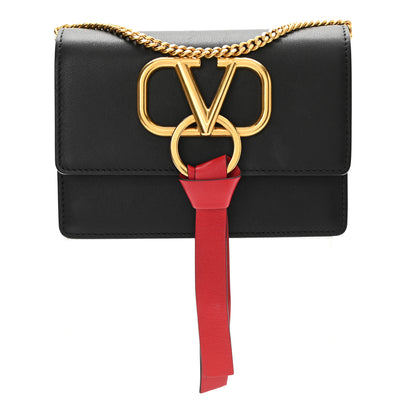 Valentino Garavani Smooth Calfskin Mini VRing Crossbody Bag Black 1 of 8