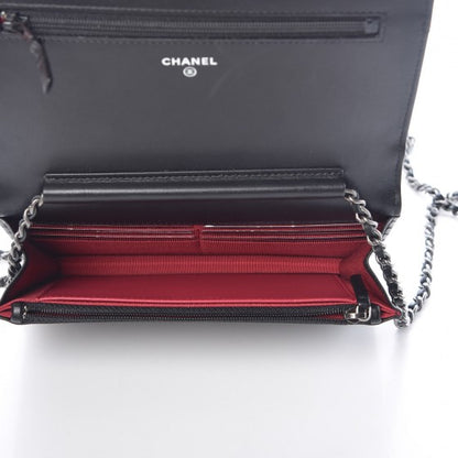 Chanel Aged Calfskin Quilted Gabrielle Wallet On Chain WOC White Black 5 of 9