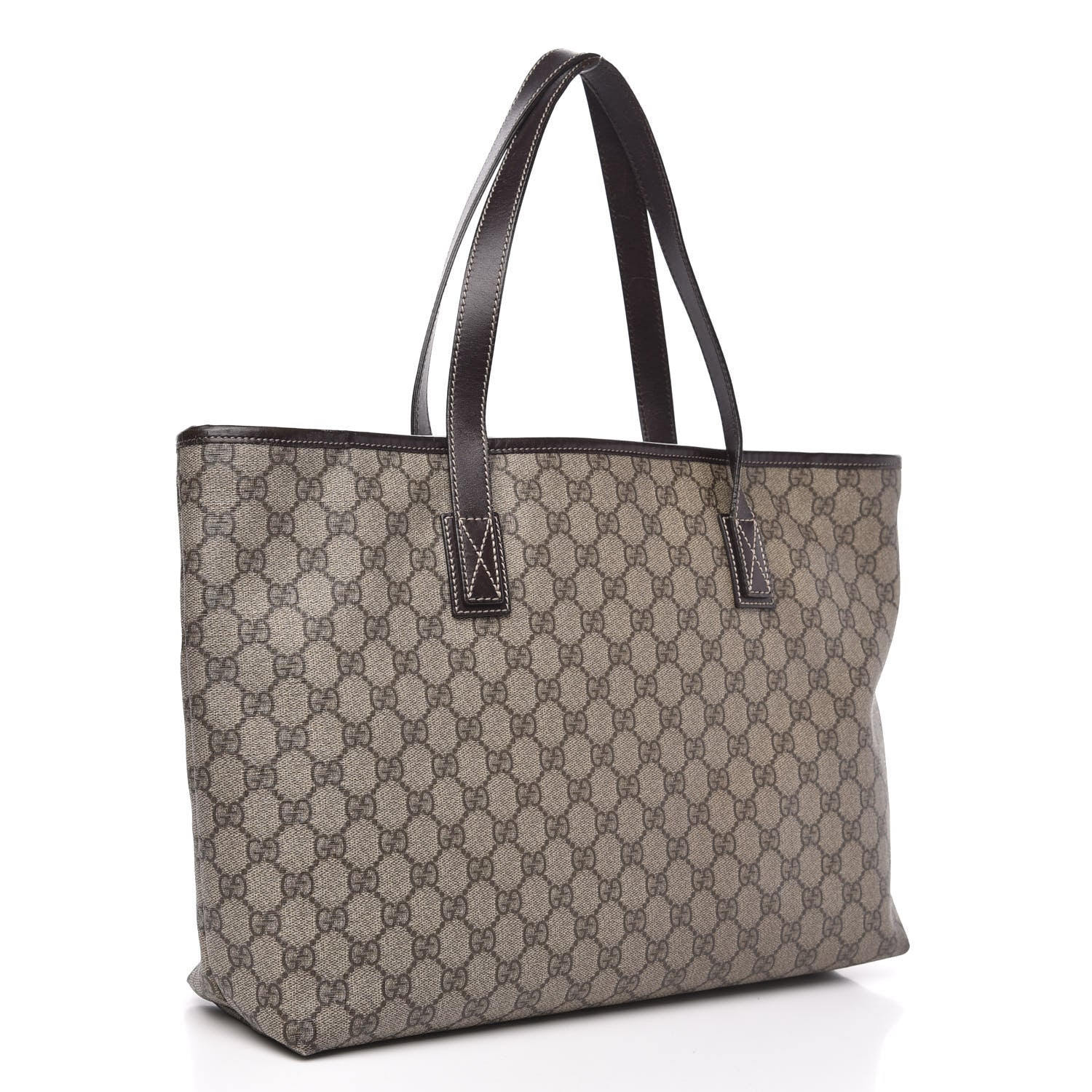 Gucci GG Supreme Monogram Medium Zippered Shopping Tote Dark Brown 3 of 12