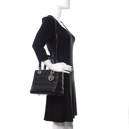 Christian Dior Lambskin Cannage Medium Lady Dior Black 2 of 10