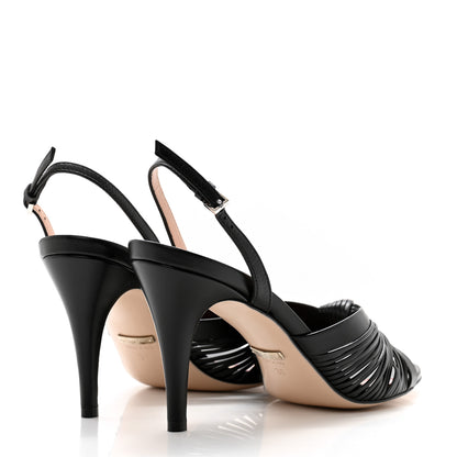 Gucci Nappa Crawford Knot Slingback Slide Sandals 36 Black 4 of 7