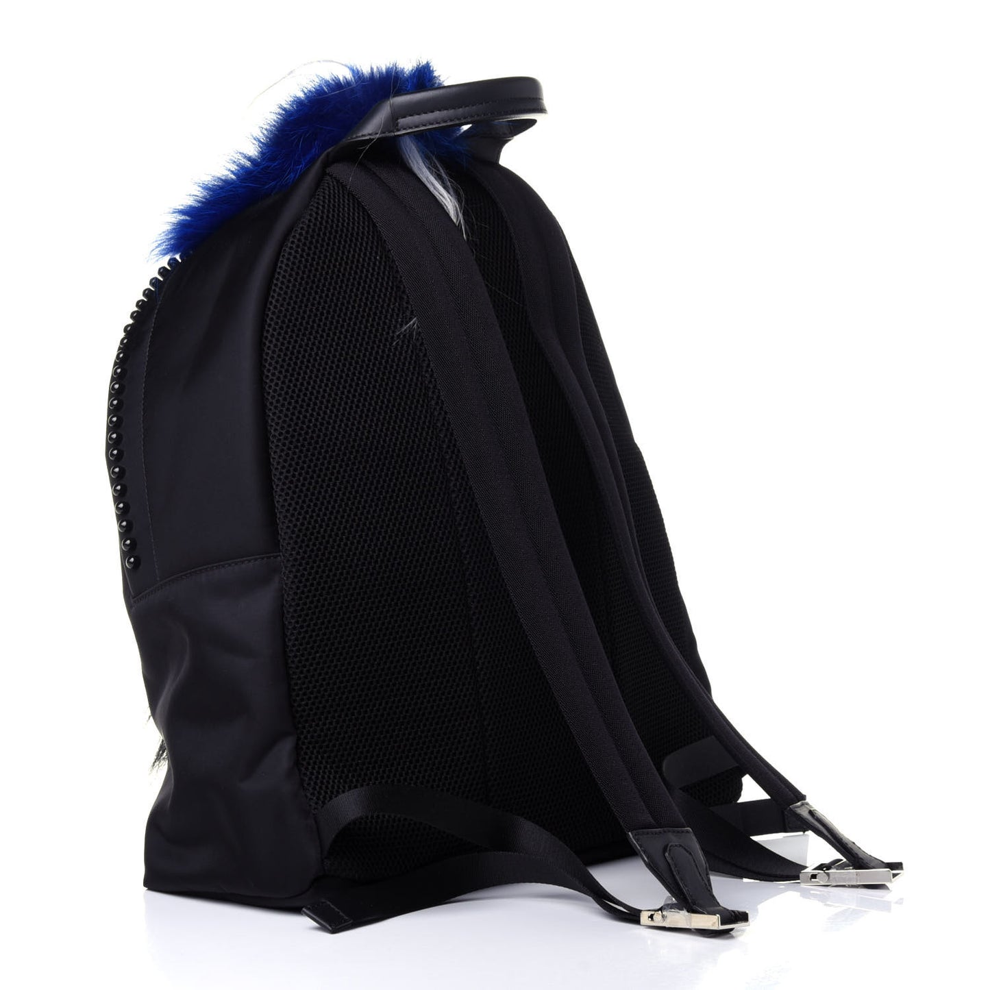 Nylon Vitello Century Mink Fox Goat Fur Studded Karlito Backpack Black Multicolor