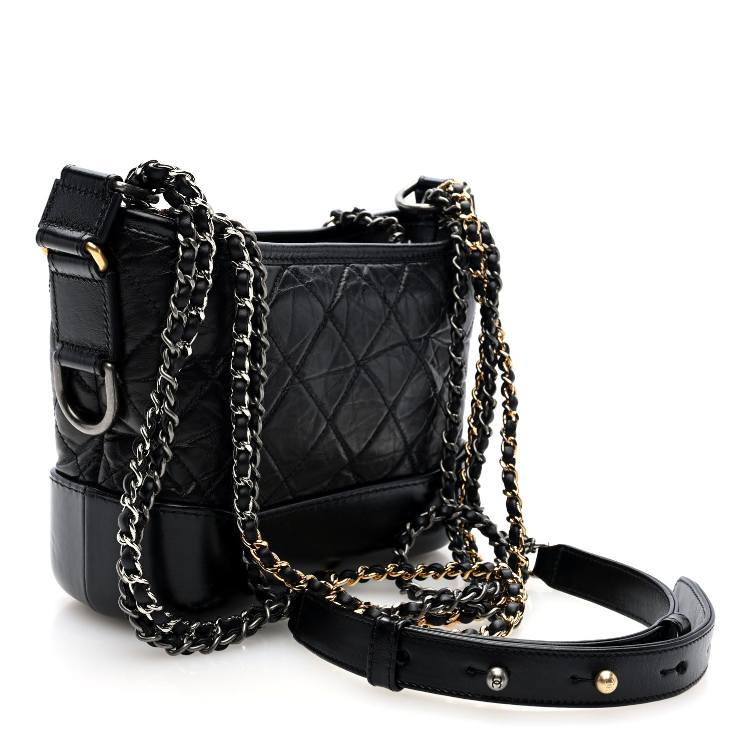 Chanel Aged Calfskin Quilted Small Gabrielle Hobo Black 3 of 10