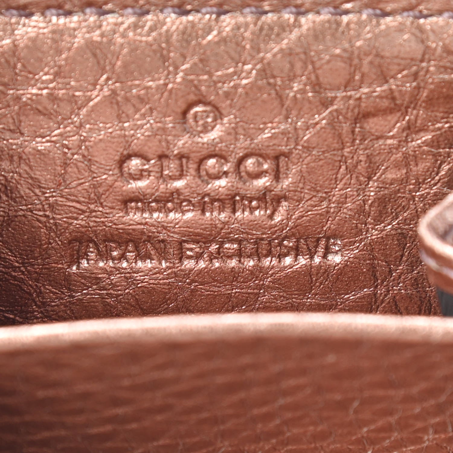 Gucci Metallic Pebbled Calfskin Soho Coin Purse Key Ring Pink 4 of 5