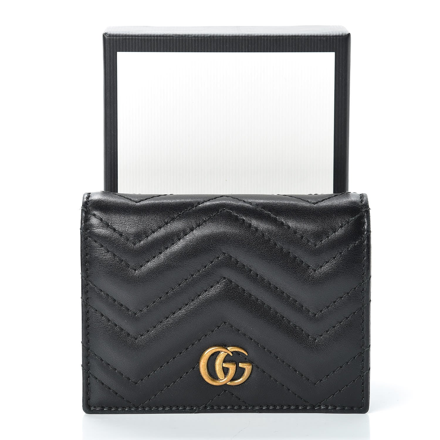 Gucci Calfskin Matelasse GG Marmont Card Case Wallet Black 11 of 11
