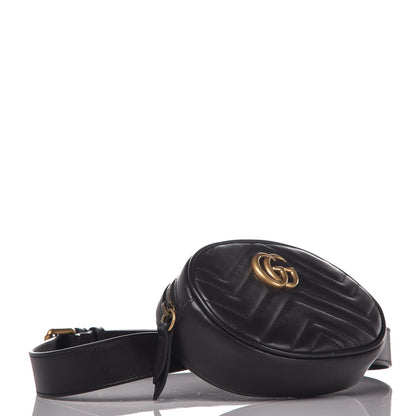 Gucci Calfskin Matelasse GG Marmont Belt Bag 85 34 Black 3 of 7