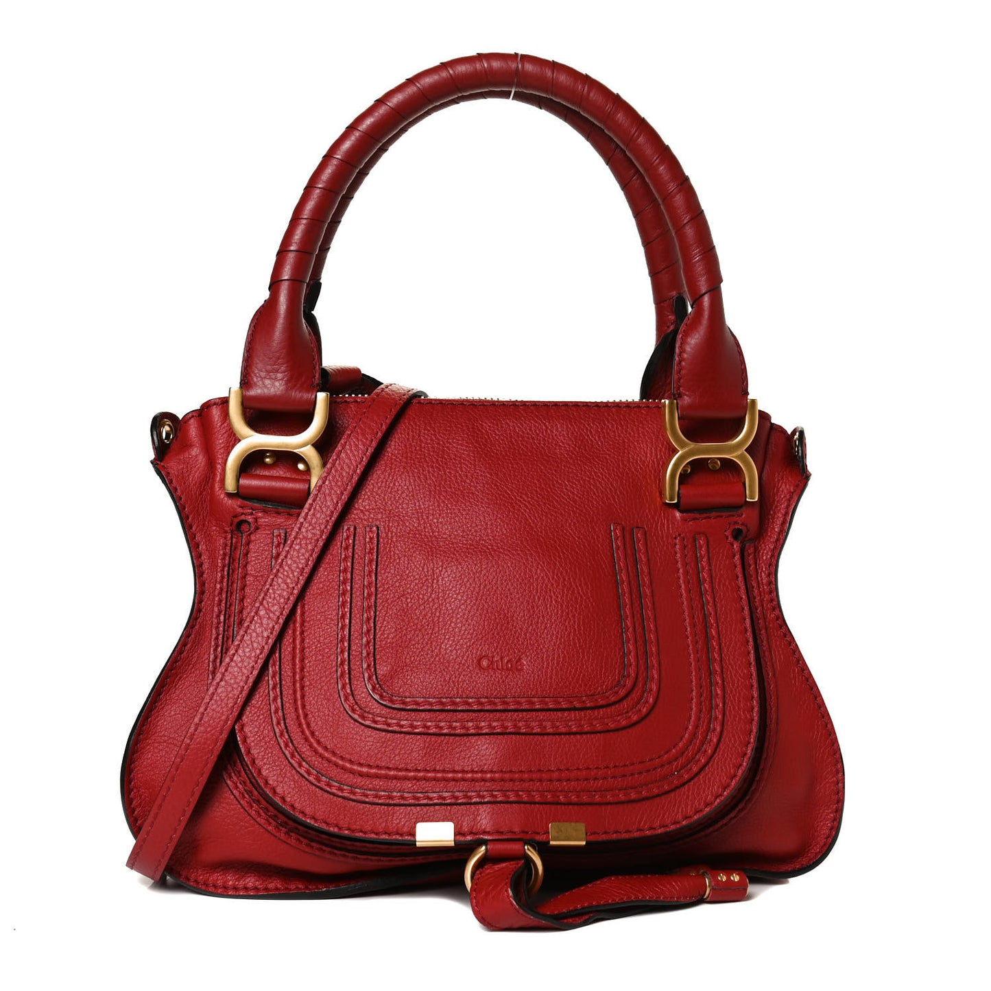 Calfskin Small Marcie Satchel Dahlia Red