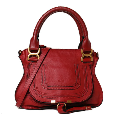 Chloe Calfskin Small Marcie Satchel Dahlia Red 1 of 12