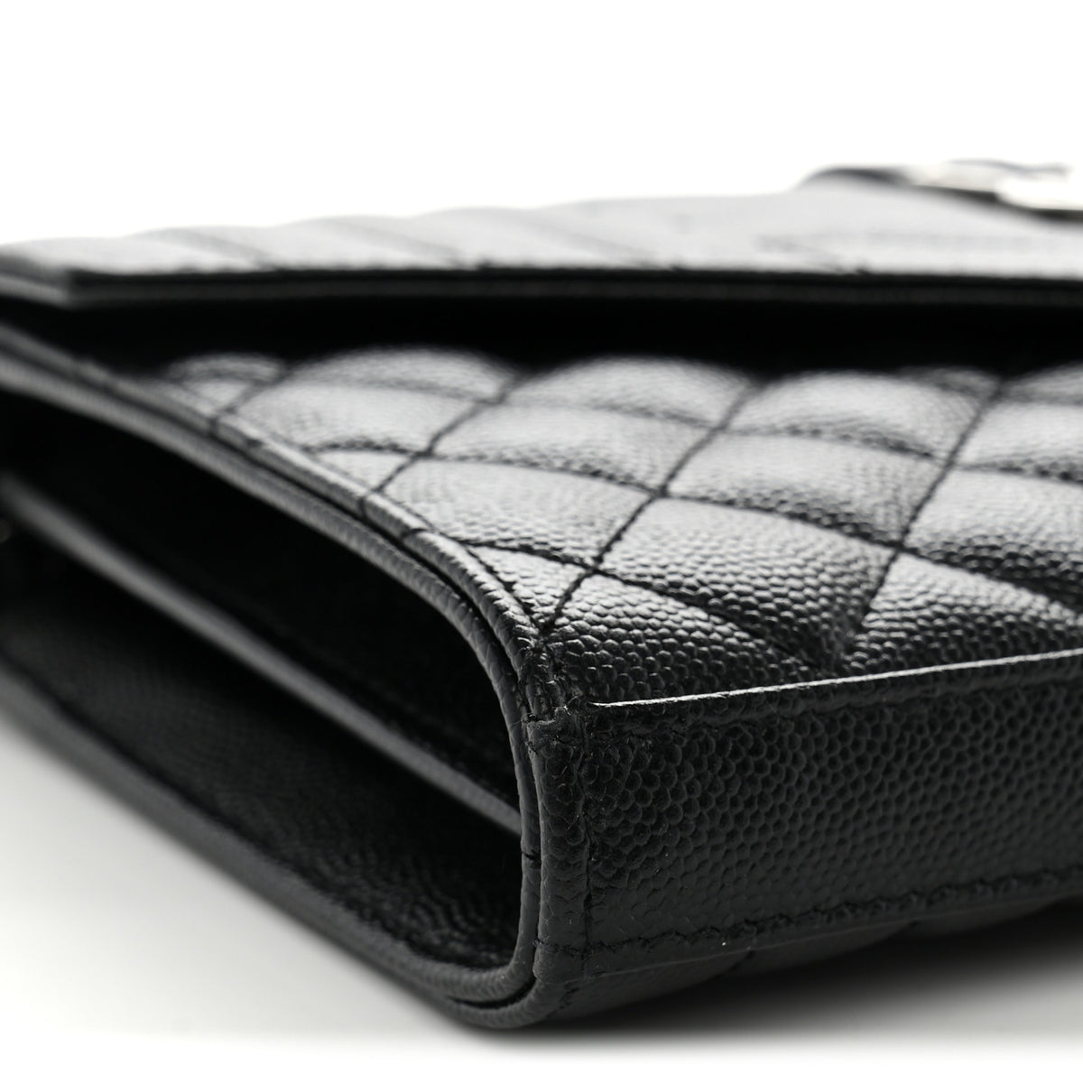 Grain De Poudre Mixed Matelasse Triquilt Monogram Chain Wallet Black