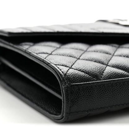 Saint Laurent Grain De Poudre Mixed Matelasse Triquilt Monogram Chain Wallet Black 9 of 10