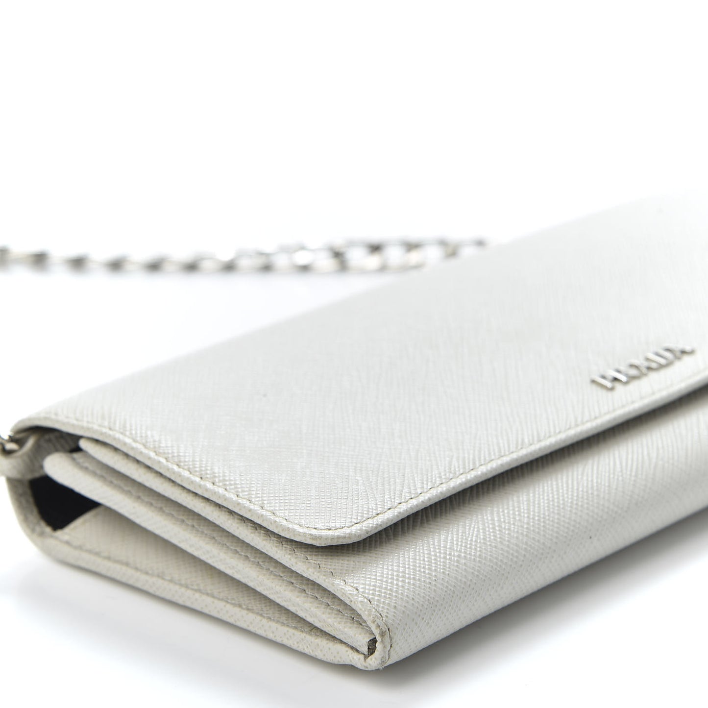 Saffiano Bi-Color Chain Wallet Talco Black
