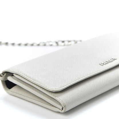 Prada Saffiano Bi-Color Chain Wallet Talco Black 5 of 9