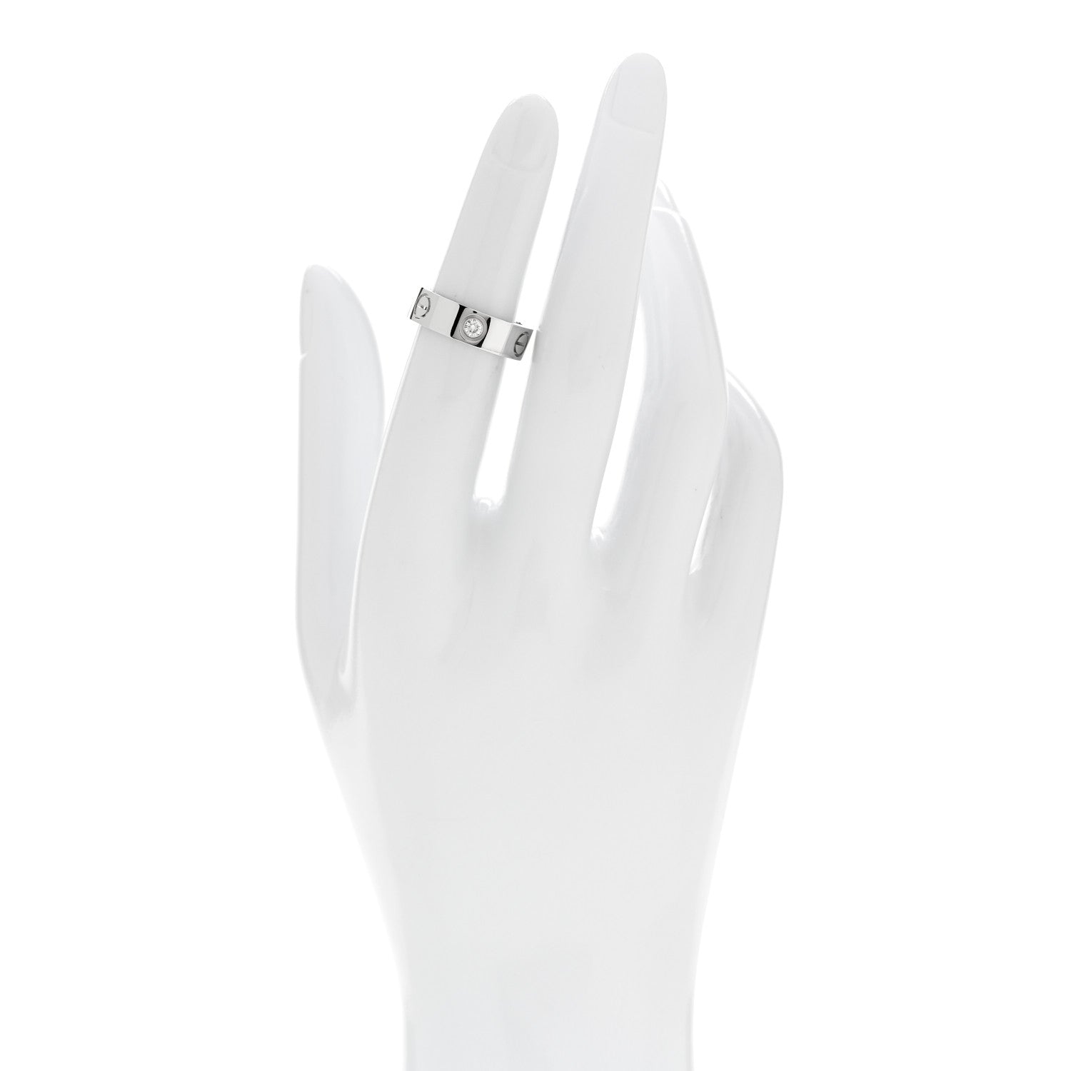 Cartier 18K White Gold 3 Diamond 5.5mm LOVE Ring 49 5 2 of 4