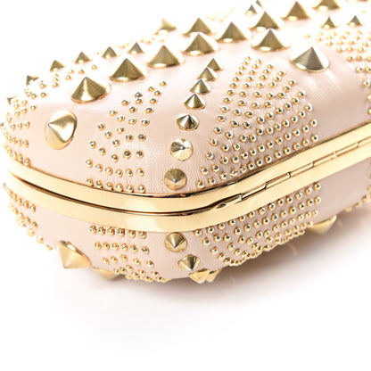 Alexander McQueen Calfskin Studded Britannia Skull Box Clutch Taupe 5 of 12