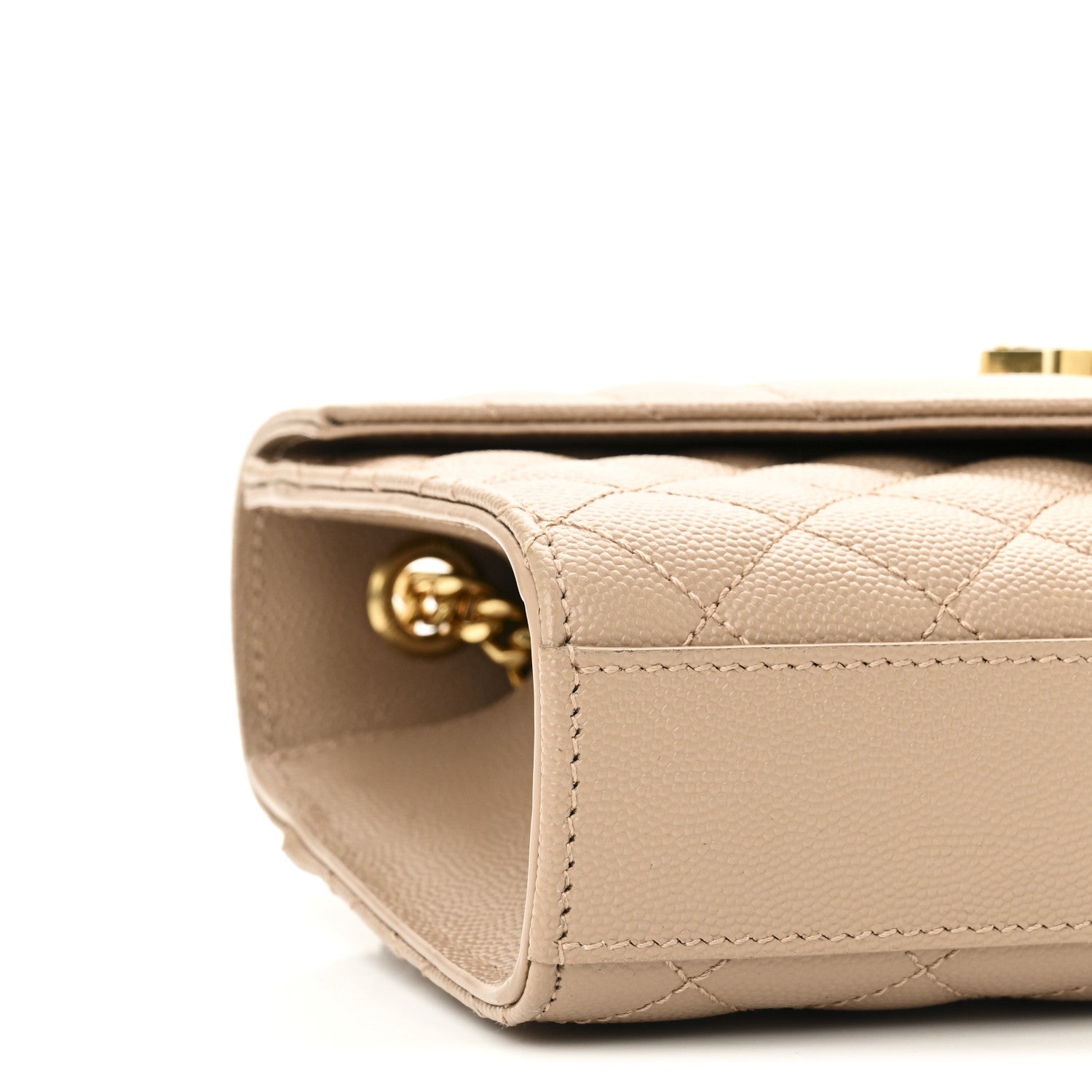Saint Laurent Grain De Poudre Textured Mixed Matelasse Triquilt Small Monogram Satchel Dark Beige 8 of 9