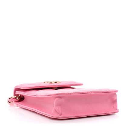 Chanel Lambskin Resin Quilted Phone Holder With Chain Pink 4 of 19