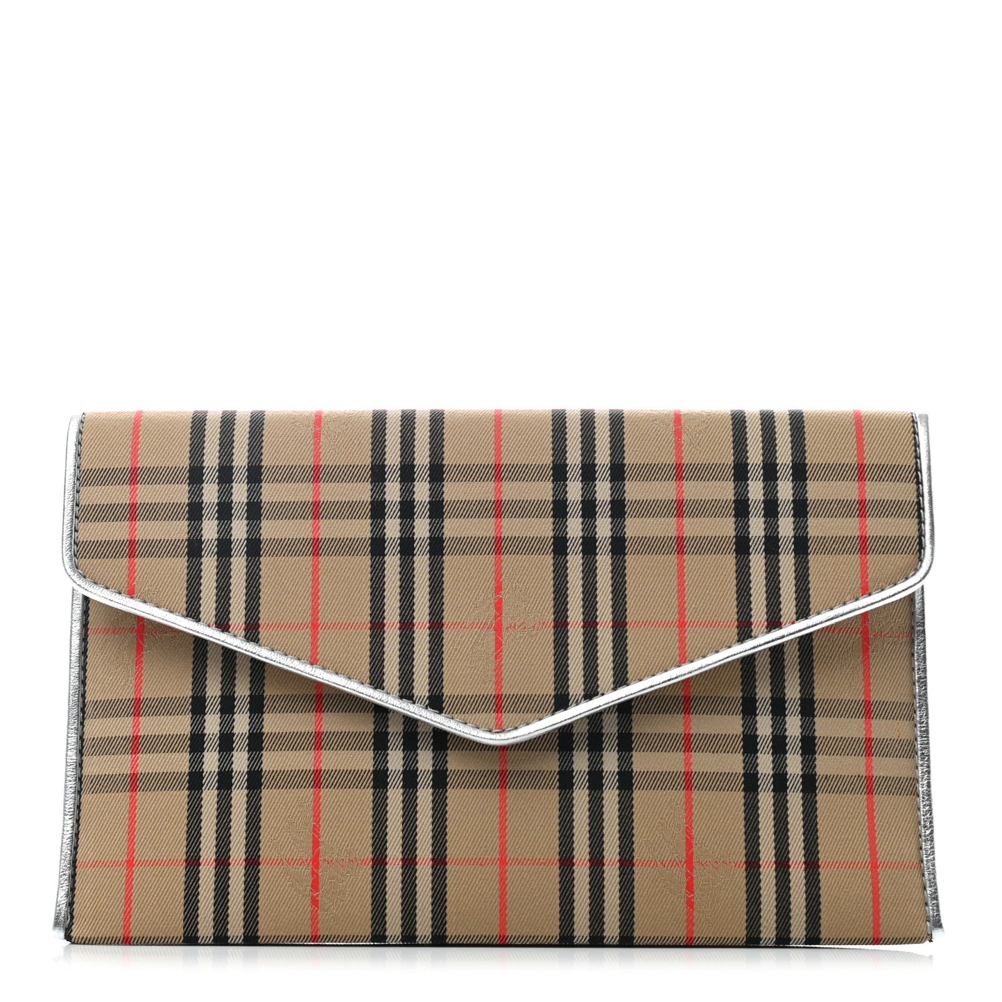 Canvas Smooth Calfskin 1983 Knight Check Medium Envelope Pouch Silver