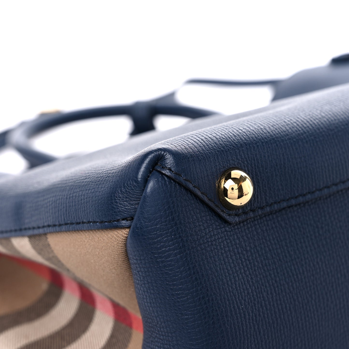 Derby Calfskin House Check Medium Banner Tote Ink Blue