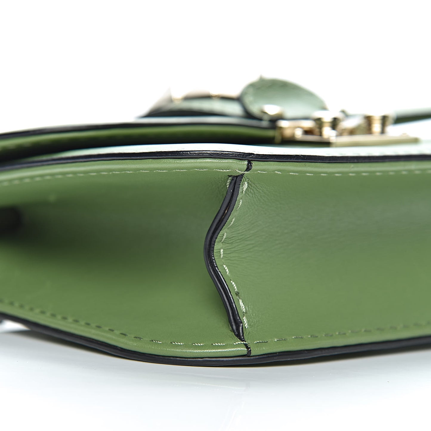 Vitello Small Glam Lock Rockstud Flap Green