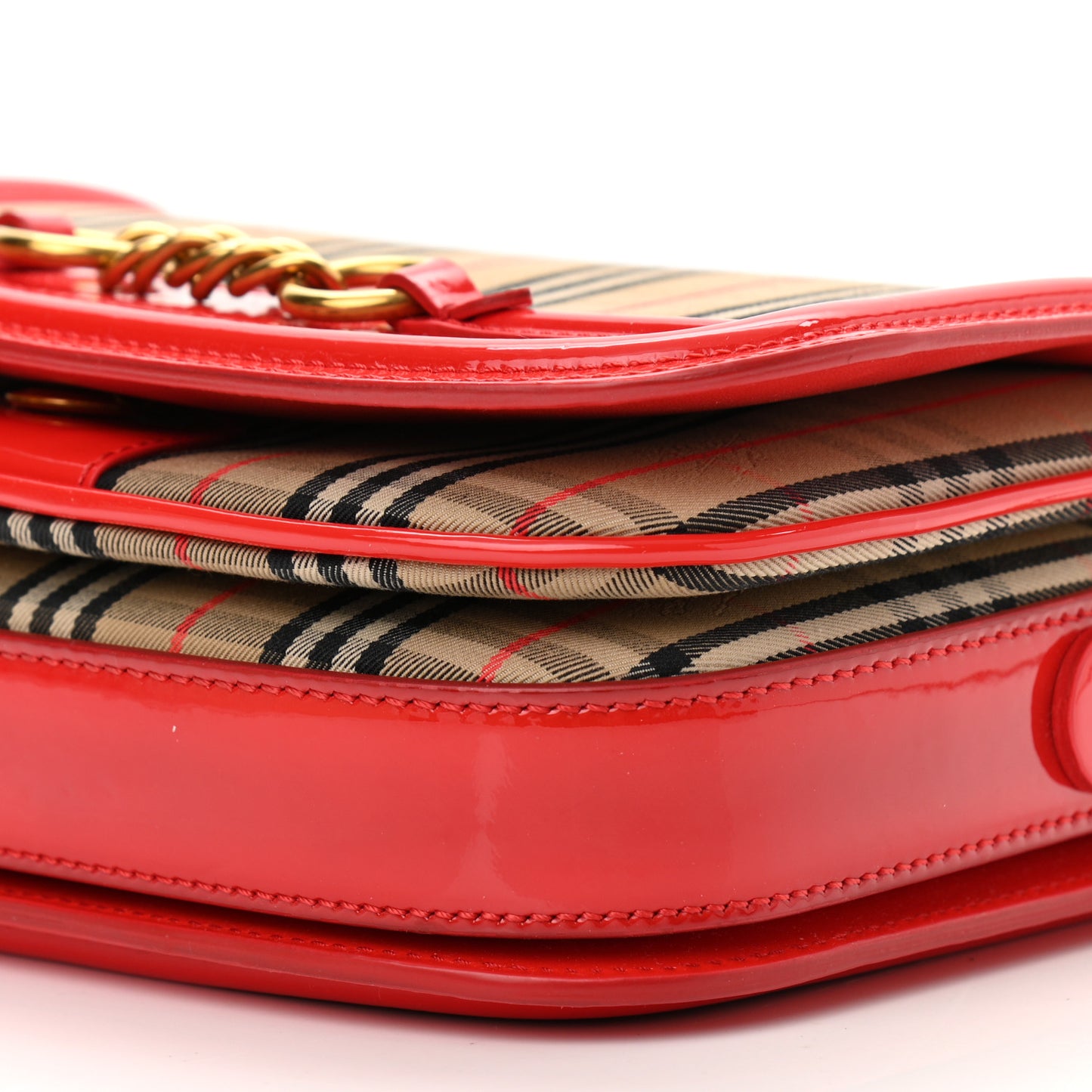 Patent 1983 Knight Check Link Shoulder Bag Bright Red