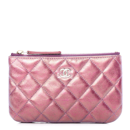 Chanel Iridescent Lambskin Quilted Small Cosmetic Case Purple 1 of 8