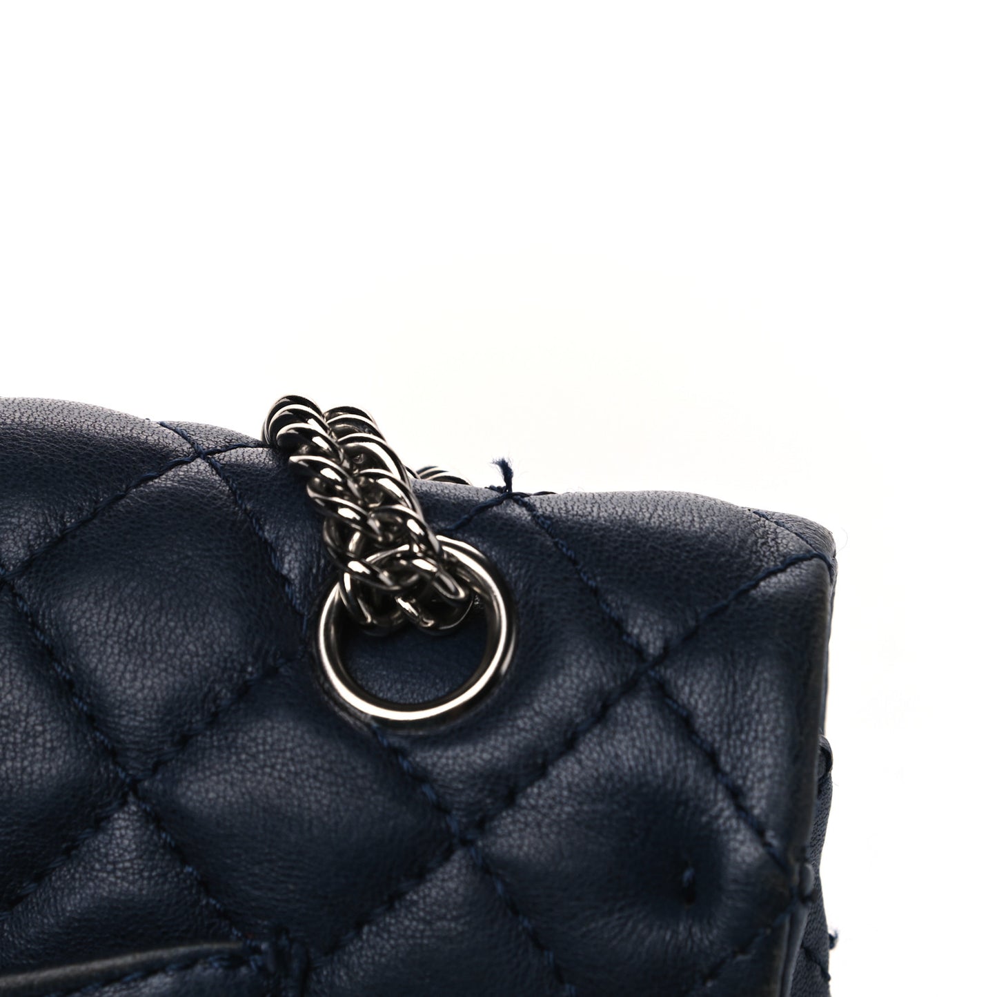Lambskin Quilted Medium Double Flap Bijoux Chain Navy