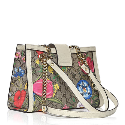 Gucci GG Supreme Monogram Flora Textured Calfskin Small Padlock Tote Beige Ebony Multicolor Mystic White 5 of 10