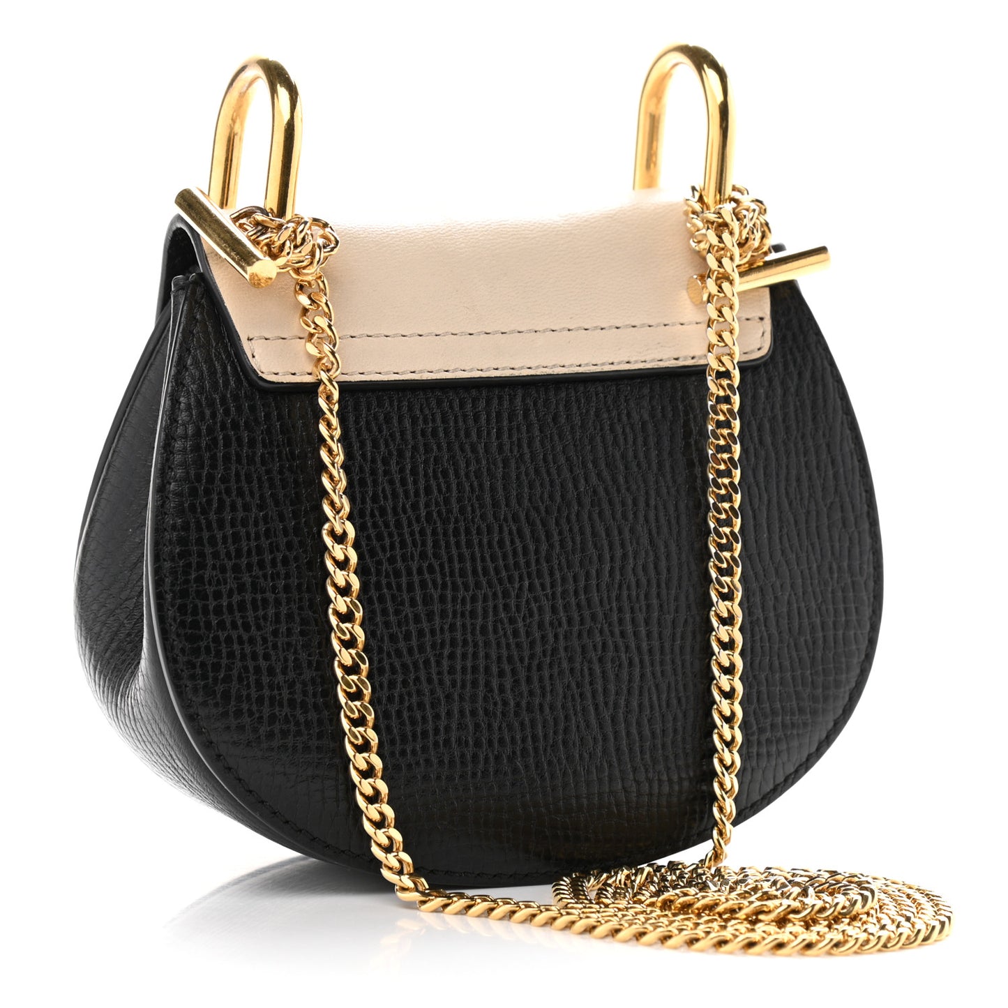 Textured Calfskin Lambskin Nano Drew Shoulder Bag Black