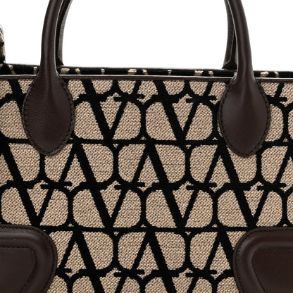 Valentino Garavani Toile Iconographe Goatskin Small Le Quatrieme Shopping Bag Naturale Black Fondant 9 of 11