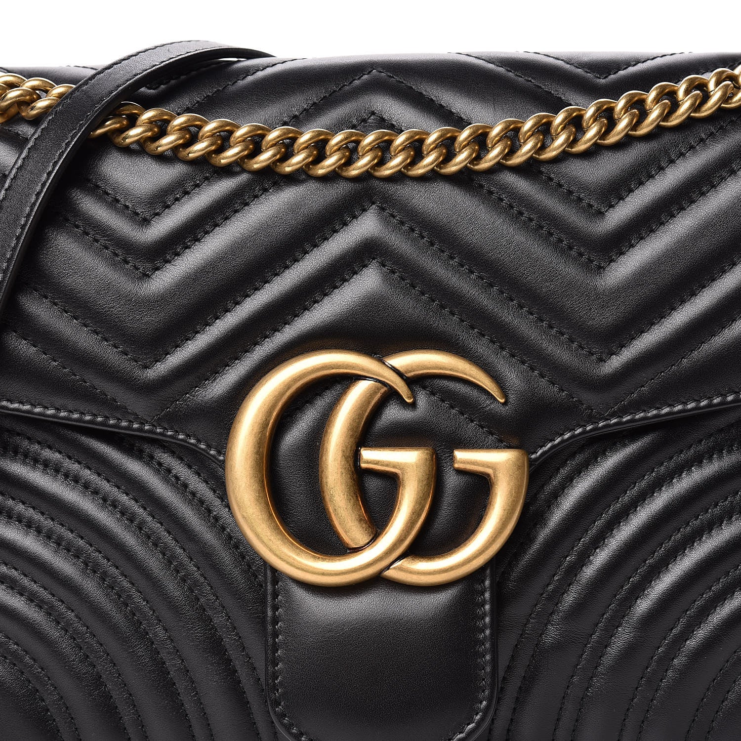 Gucci Calfskin Matelasse Medium GG Marmont Shoulder Bag Black 10 of 12