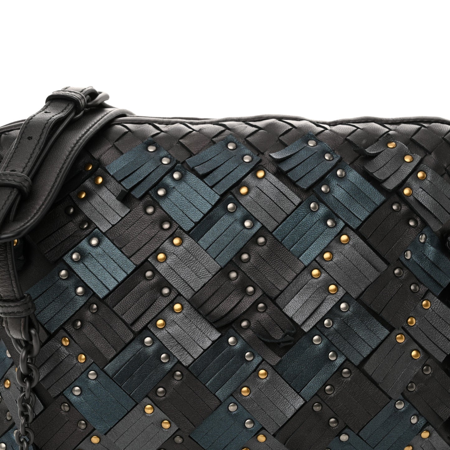 Nappa Intrecciato Fringe Studded Nodini Crossbody Messenger Multicolor