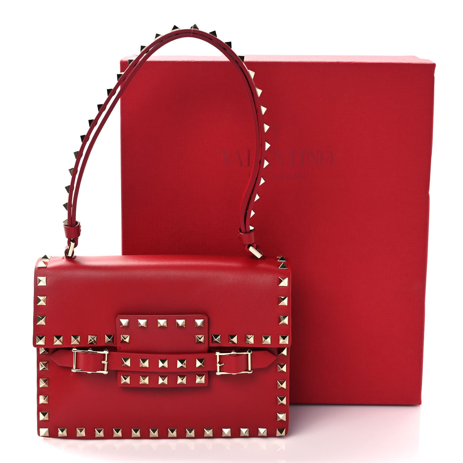 Valentino Garavani Calfskin Rockstud Flap Shoulder Bag Rosso Valentino 11 of 11