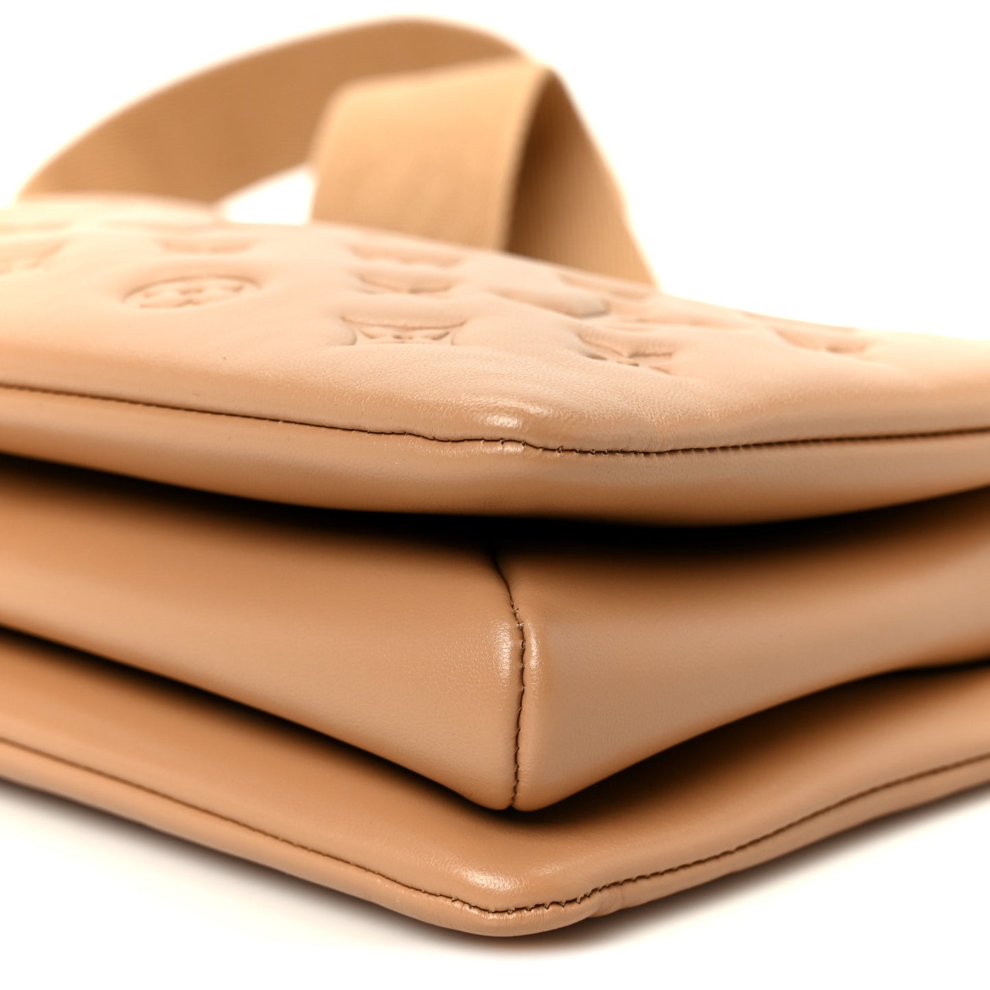Lambskin Embossed Monogram Coussin PM Camel