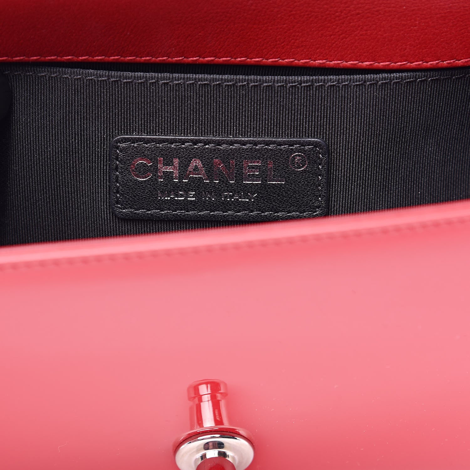 Chanel Patent Calfskin Quilted Small Plexiglass Boy Flap Red 6 of 11