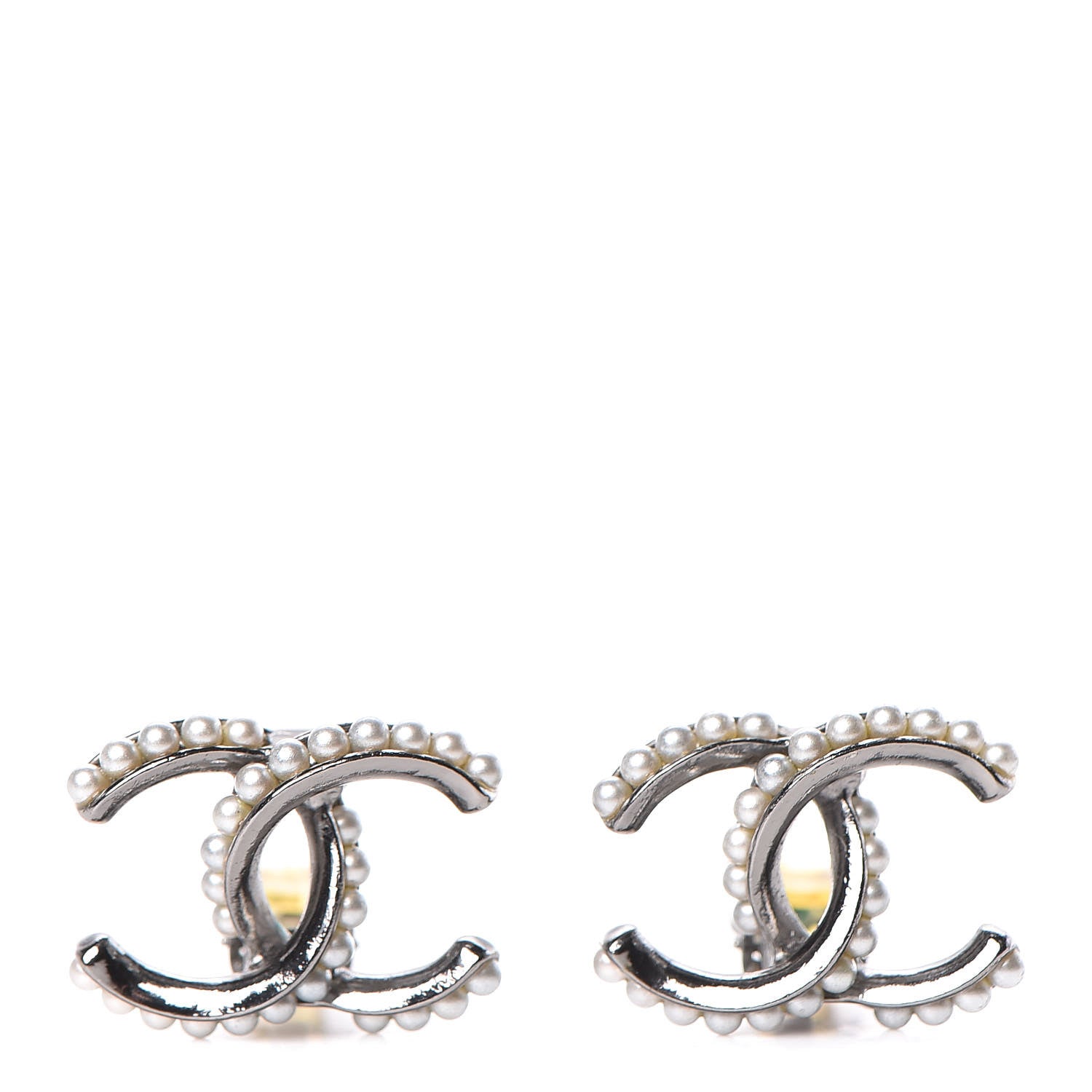 Chanel Pearl CC Clip On Earrings Silver 1 of 4